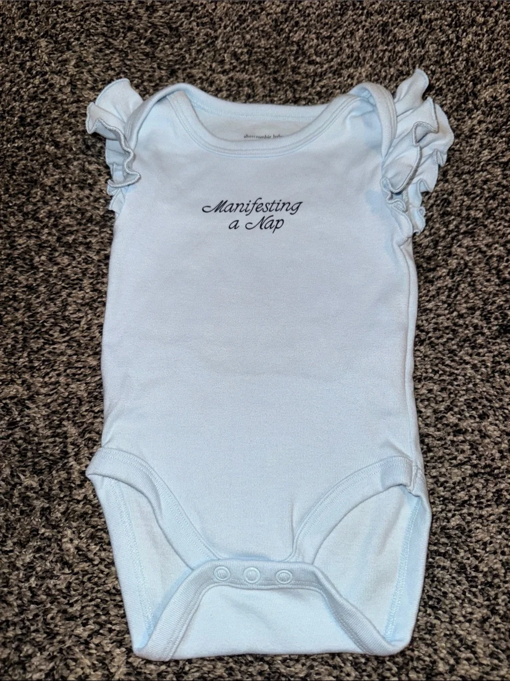 Kids Light Blue Ruffle Sleeve Bodysuit and Navy Floral Pants Set